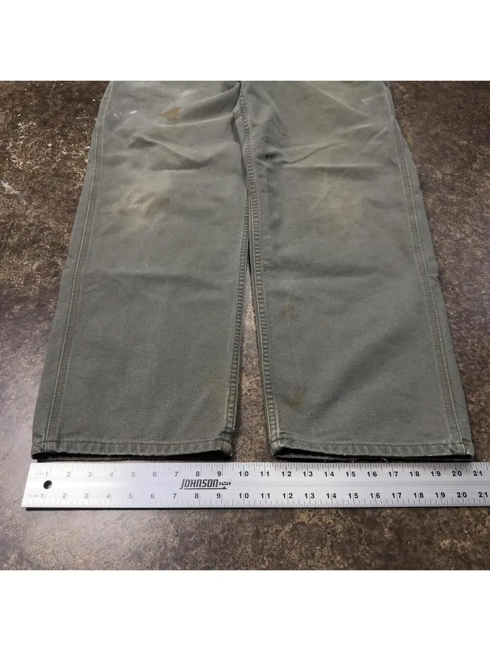 Carhartt B11 MOS Moss Green Washed Duck Work Pants 38x32 Distressed